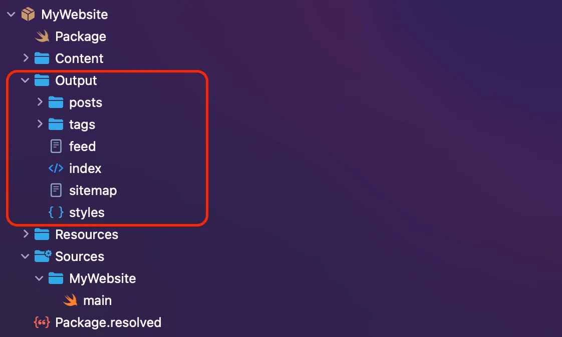 Folder structure of projects generated by Publish with Output folder highlighted Folder structure of projects generated by Publish with Output folder highlighted