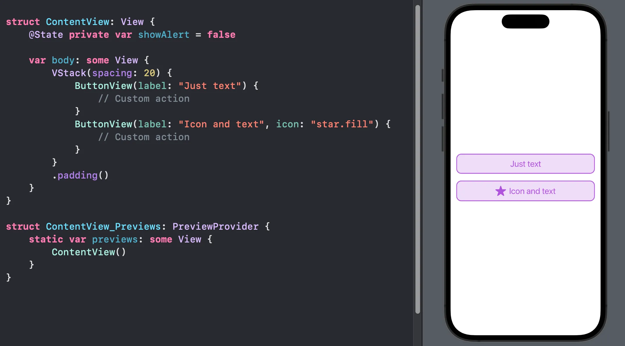ContentView with two ButtonViews ContentView with two ButtonViews